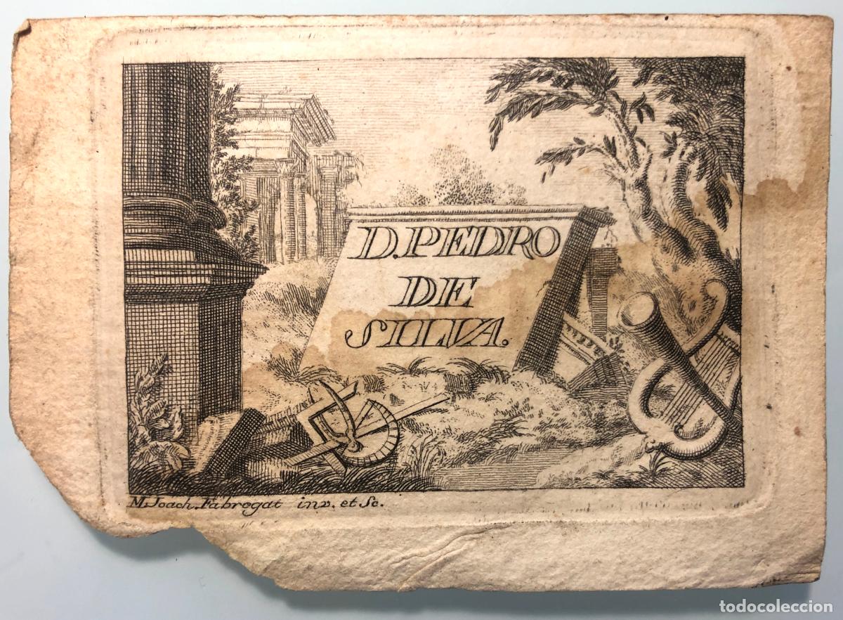 Documentos antiguos: FABREGAT, Joaqu&iacute;n. Tarjeta Pedro de Silva y Sarmiento. Bibliotecario de Carlos IV.