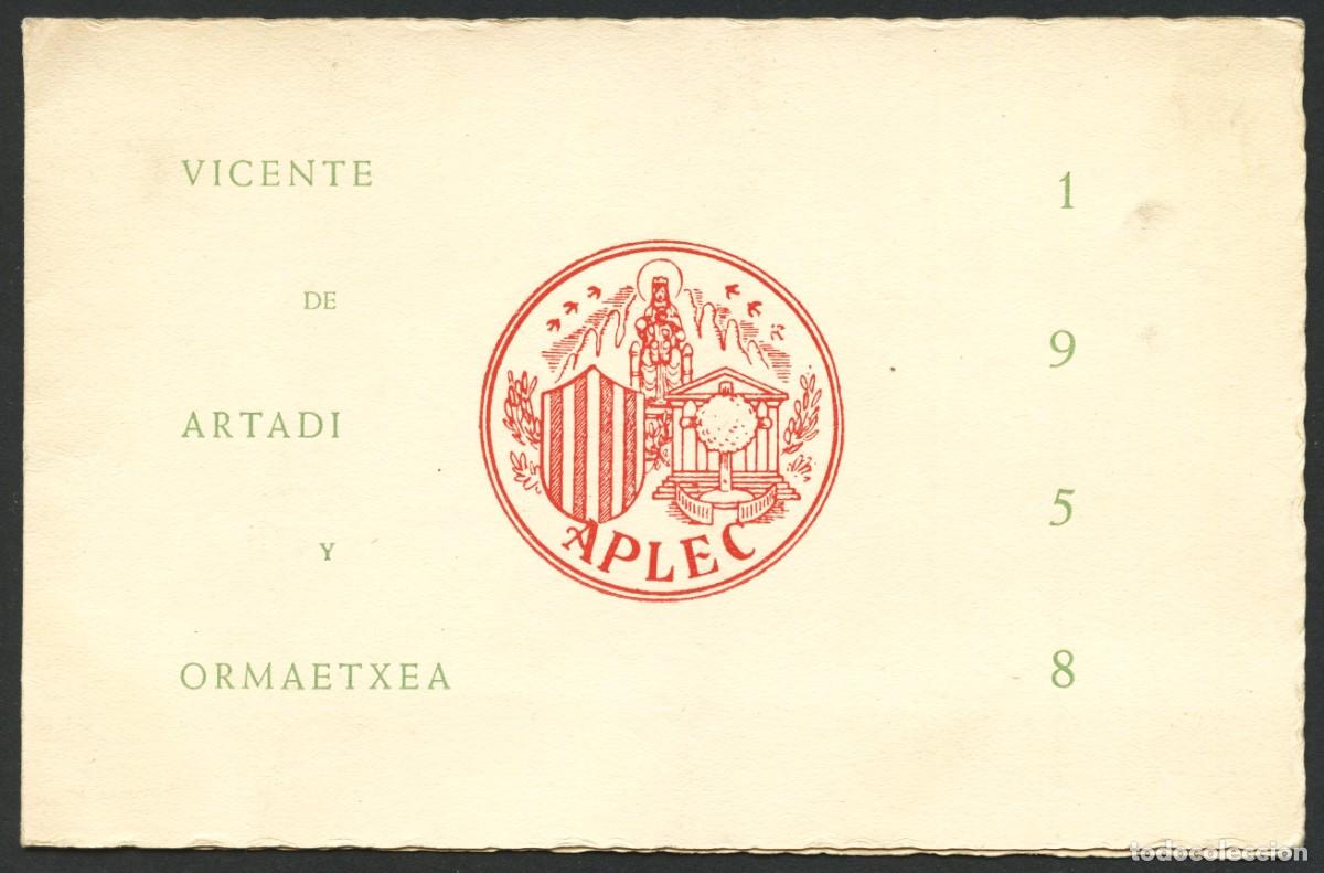 Documents Anciens: TARJETA DE FELICITACI&Oacute;N, APLEC MONTSERRAT CATALU&Ntilde;A Y EUSKADI, 1958