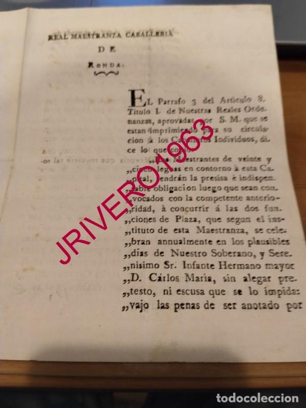 Documentos antiguos: RONDA, 1817, INDICACIONES A LOS CABALLERO MAESTRANTES, OBLIGACION DE ASISTIR A LOS ACTOS, 3 PAGINAS