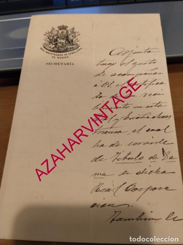 Documentos antiguos: RONDA, 1917, ENTREGA DE VENERA Y LAZO A DAMA MAESTRANTE, RARO