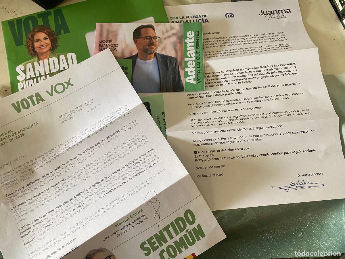 Documentos antiguos: Publicidad electoral, Elecciones de Andaluc&iacute;a 17 de Mayo de 2025. PSOE, PP, VOX y Adelante Andaluc&iacute;a