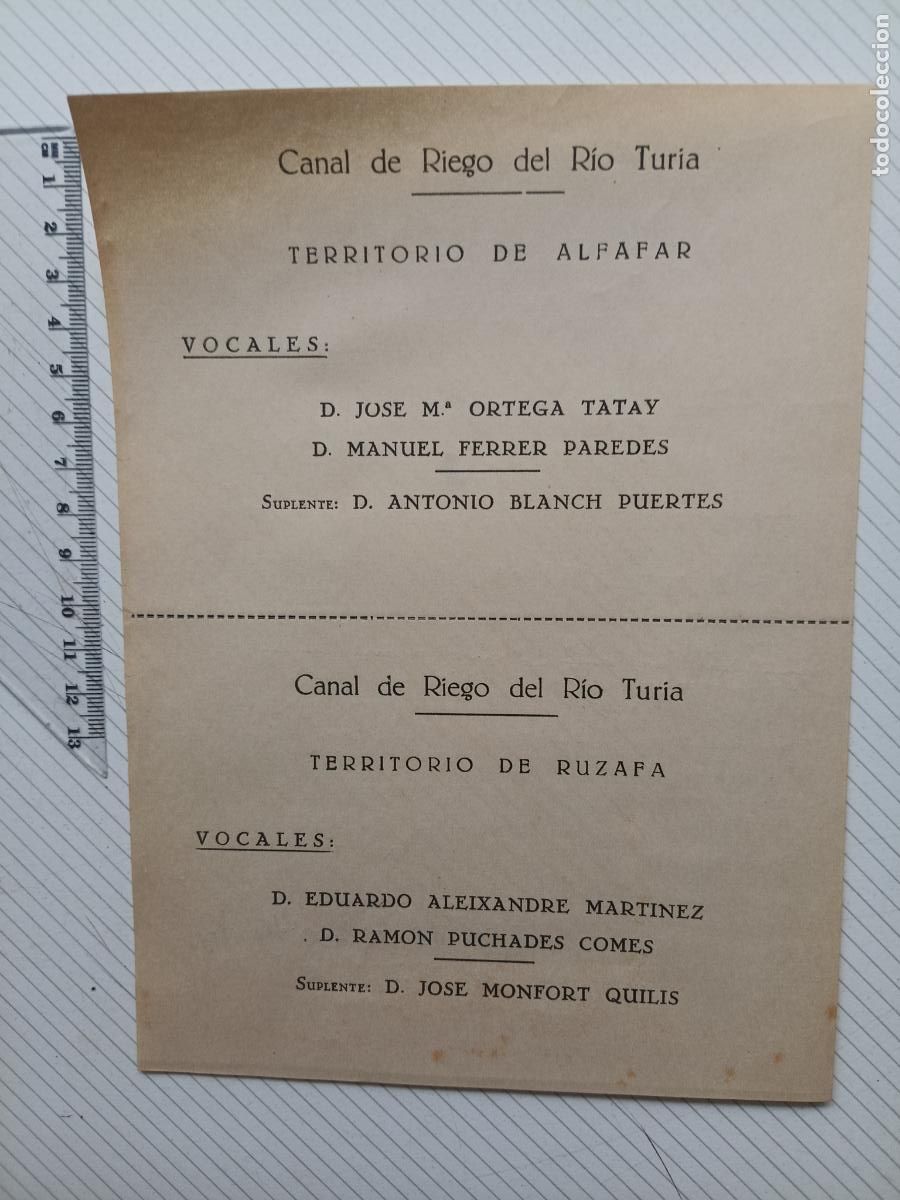 Documentos antiguos: Valencia. Canal de riego del r&iacute;o Turia. Documento
