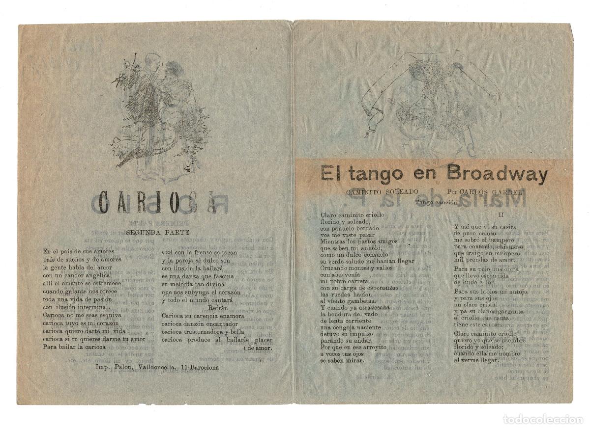 Documents Anciens: CANCIONES POPULARES, MAR&Iacute;A DE LA P. Y ROSIO. EL TANGO EN BROADWAY, CARIOCA.