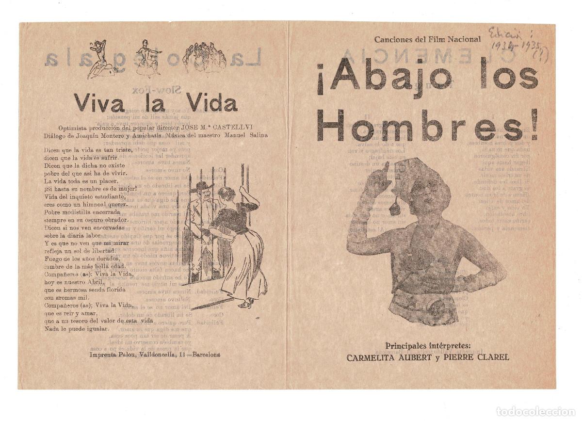 Old Documents: CANCIONES POPULARES, ABAJO LOS HOMBRES, VIVA LA VIDA, LA COLEGIALA, CLEMENCIA