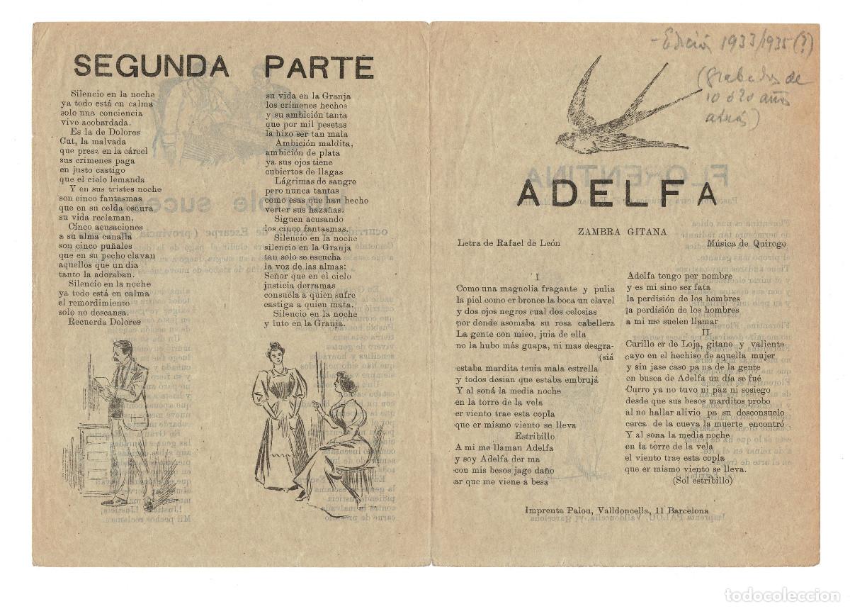 Old Documents: CANCIONES POPULARES, ADELFA, HORRIBLE SUCESO, FLORENTINA,