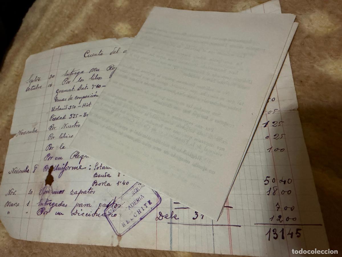 Documentos antiguos: Carta cuenta del alumno del seminario de Belchite