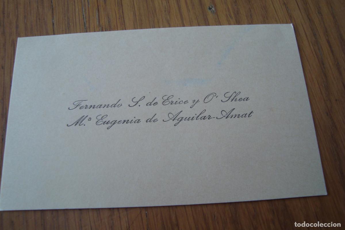 Documentos antiguos: ANTIGUA TARJETA PERSONAL. FERNANDO DE ERICE Y 0'SHEA. MARIA EUGENIA DE AGUILAR AMAT.