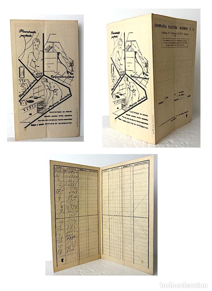 Documenti antichi: Compa&ntilde;&iacute;a Electra. Madrid S.A. : Recibo Contador Electricidad. Anotaciones Gasto 1957