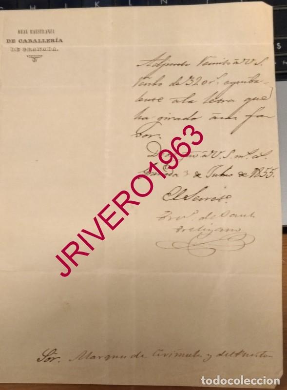 Documentos antiguos: GRANADA, 1855, CARTA CON MEMBRETE DE LA EAL MAESTRANZA DE CABALLERIA