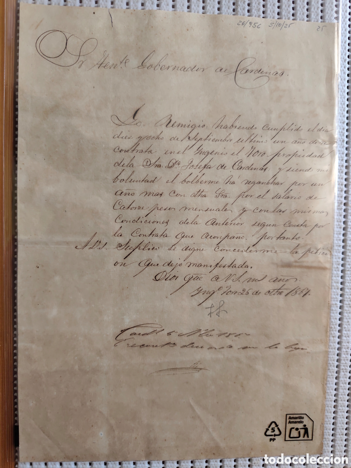 Documentos antiguos: 26-956 SIENDO MI VOLUNTAD DE VOLVERME A RECONTRATAR POR 1 A&Ntilde;O MAS.
