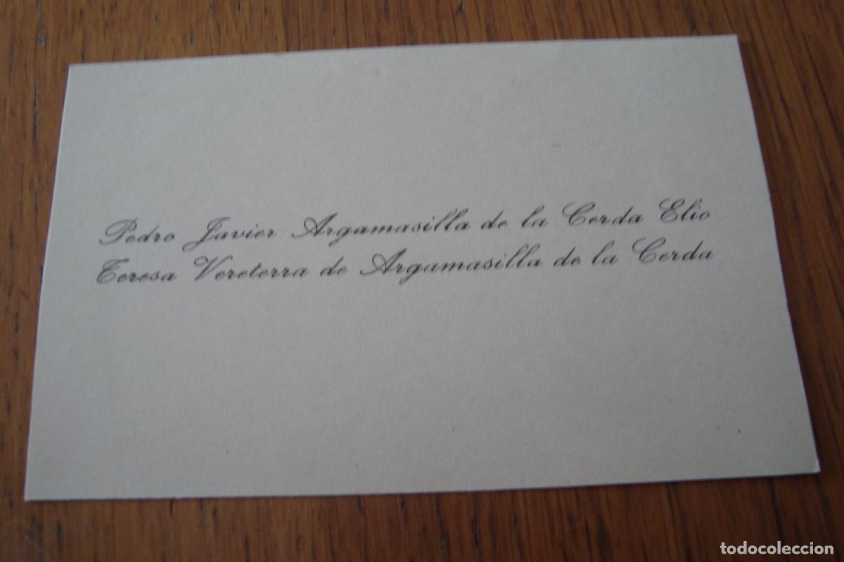 Documentos antiguos: ANTIGUA TARJETA PERSONAL. PEDRO JAVIER ARGAMASILLA DE LA CERDA ELIO. TERESA VETERRA