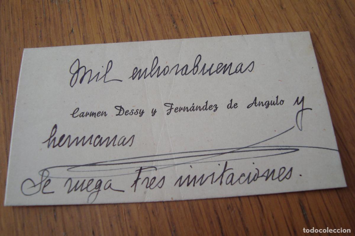Documentos antiguos: ANTIGUA TARJETA PERSONAL. CARMEN DESSY Y FERNANDEZ DE ANGULO.