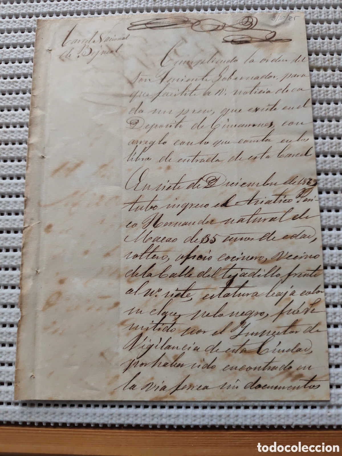 Documentos antiguos: 26-EL ASI&Aacute;TICO PERICO INGRESO EN EL DEP&Oacute;SITO DE CIMARRONES.