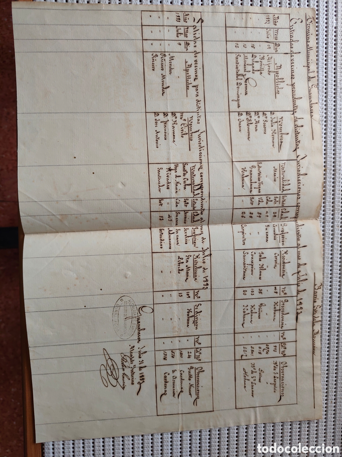 Documentos antiguos: 26-972 ENTRADAS Y SALIDAS DEL TERMINO MUNICIPAL DE GUANABACOA.