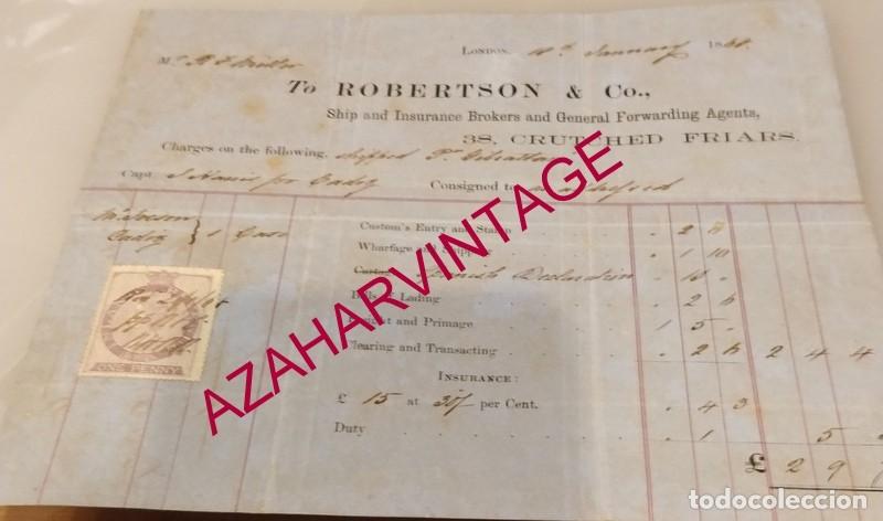 Documentos antiguos: LONDRES, 1840,FACTURA POR ENVIO DE VINOS A CADIZ VIA GIBRALTAR