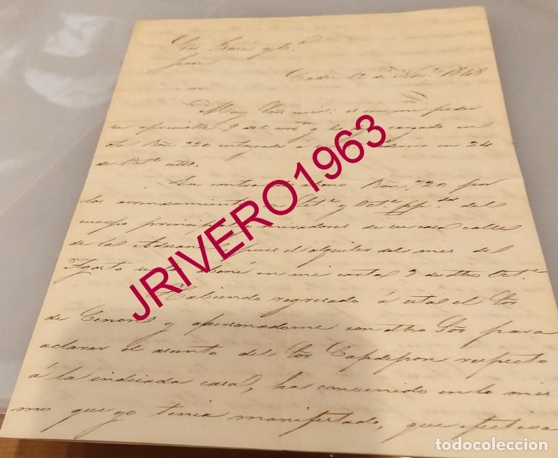 Documentos antiguos: CADIZ, 1848, CARTA SOBRE BARCOS QUE VAN A CARGAR VINOS, COLERA,