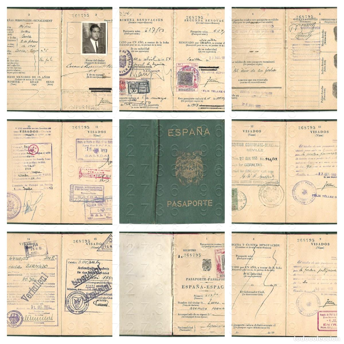 Documentos antiguos: PASAPORTE SEVILLA BASTANTE LLENO 1953 U97
