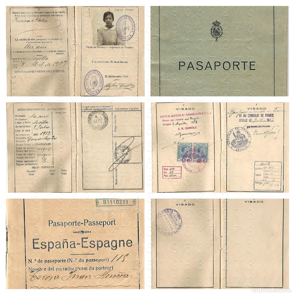 Documentos antiguos: PASAPORTE SEVILLA 1927 U97