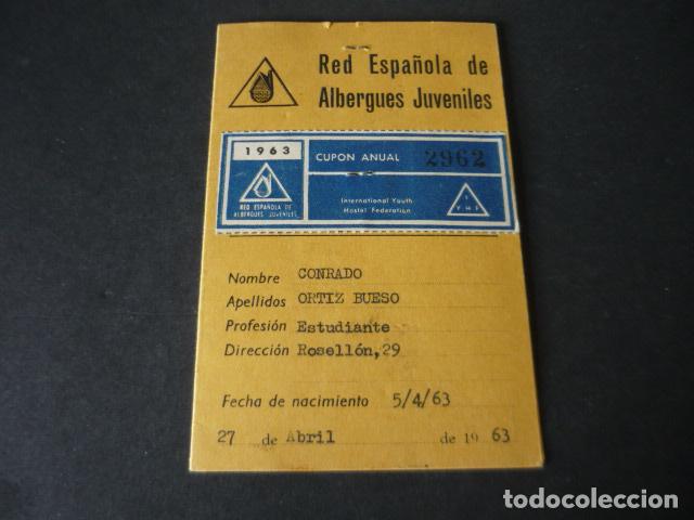 Documenti antichi: TARJETA DE IDENTIDAD RED ESPA&Ntilde;OLA DE ALBERGUES JUVENILES 1963