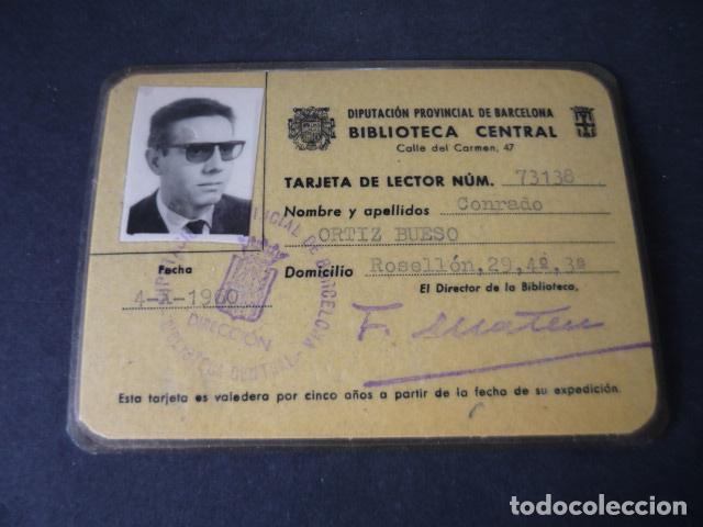 Documenti antichi: TARJETA DE IDENTIDAD BIBLIOTECA CENTRAL DIPUTACION PROVINCIAL DE BARCELONA 1960