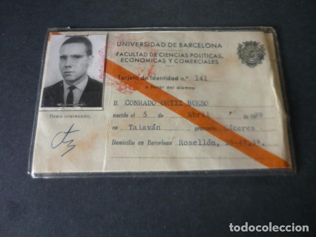 Documenti antichi: TARJETA DE IDENTIDAD UNIVERSIDAD DE BARCELONA FACULTAD DE CIENCIAS POLITICAS 1962