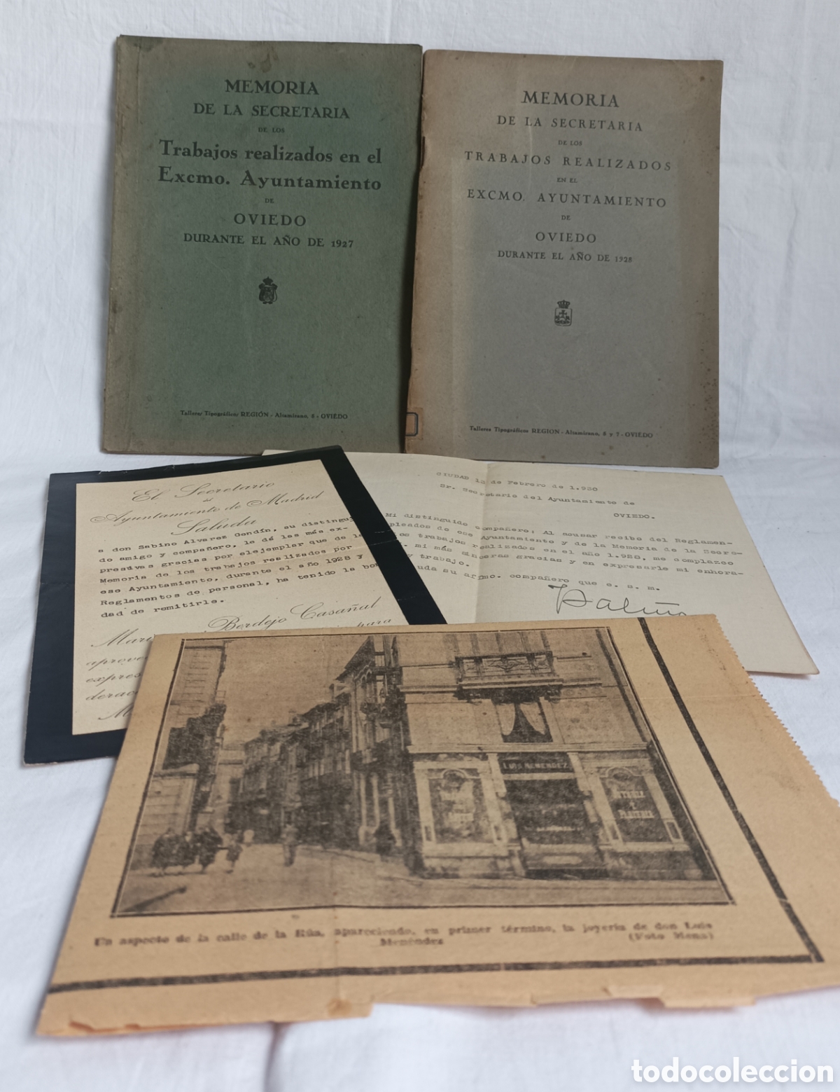 Documentos antigos: OVIEDO. ASTURIAS. Memoria trabajos Ayuntamiento. 1927 y 1928. Documentos