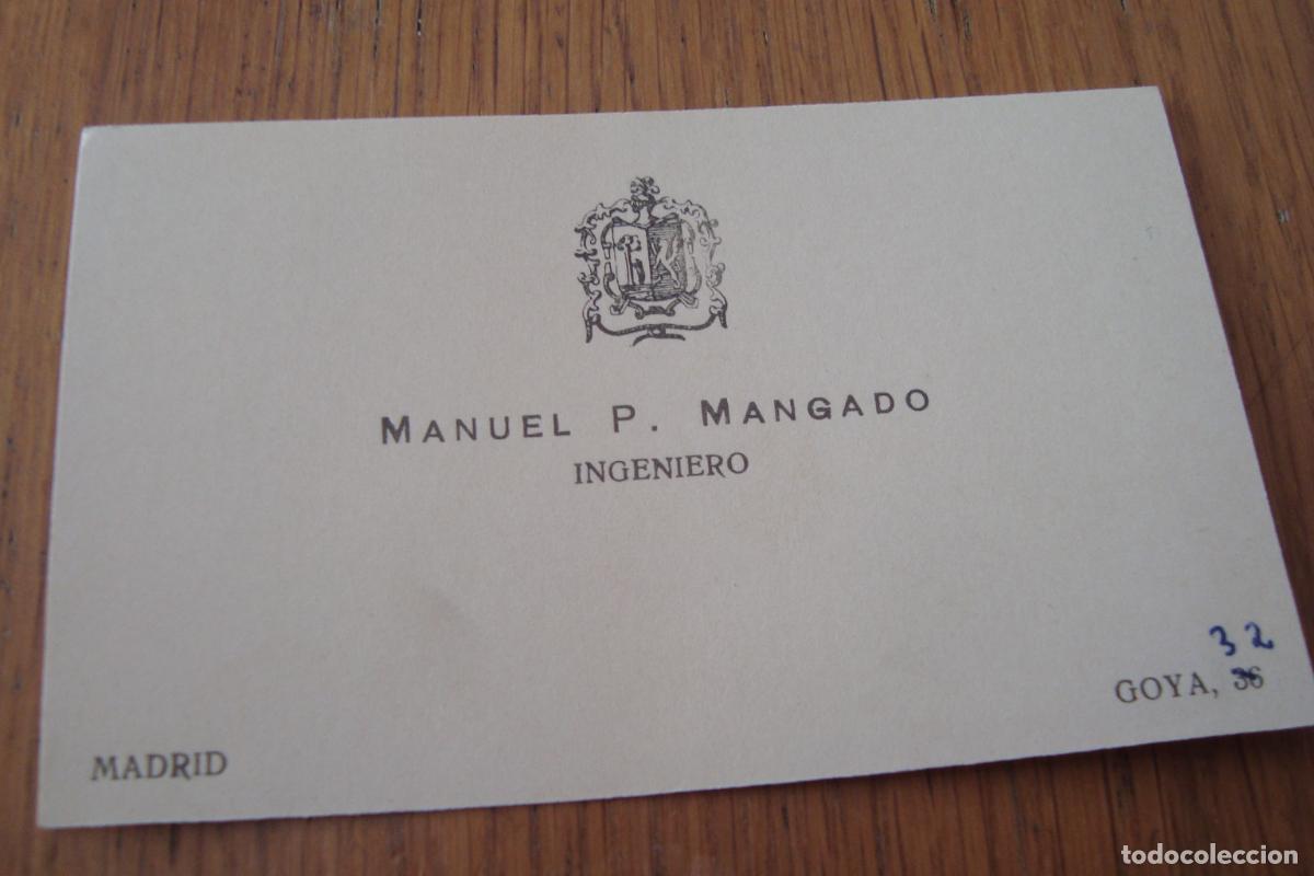 Documentos antiguos: ANTIGUA TARJETA COMERCIAL. MANUEL P. MANGADO. INGENIERO. MADRID.