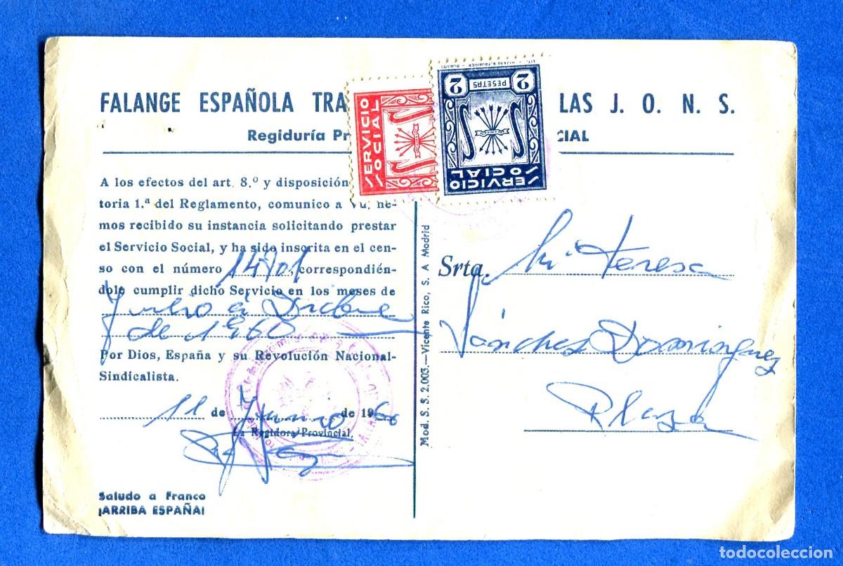 Documentos antiguos: DOCUMENTO FALANGE ESPA&Ntilde;OLA SERVICIO SOCIAL