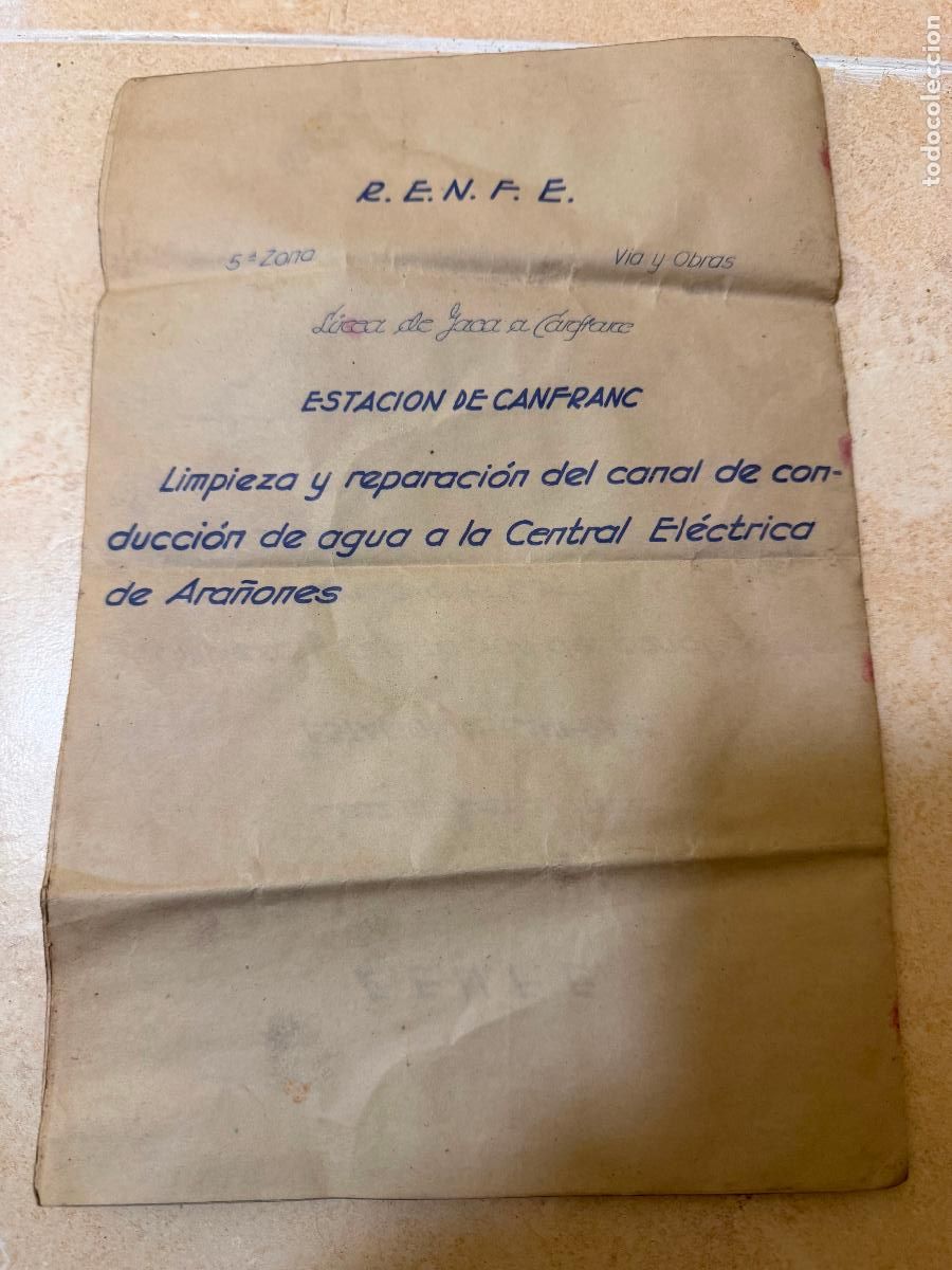Documentos antiguos: Renfe Canfranc gr&aacute;fico limpieza ara&ntilde;ones