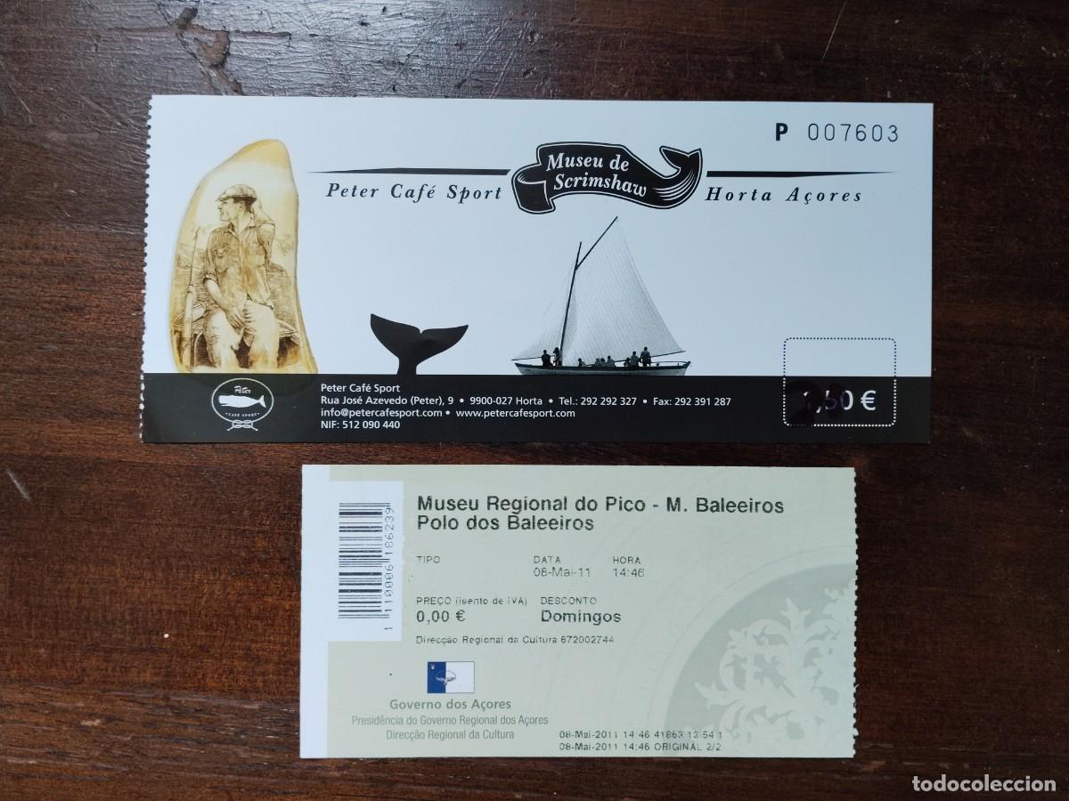 Documentos antiguos: Pareja de entradas Museos balleneros Azores, Portugal. Peter Caf&eacute; y Museu Baleeiros.