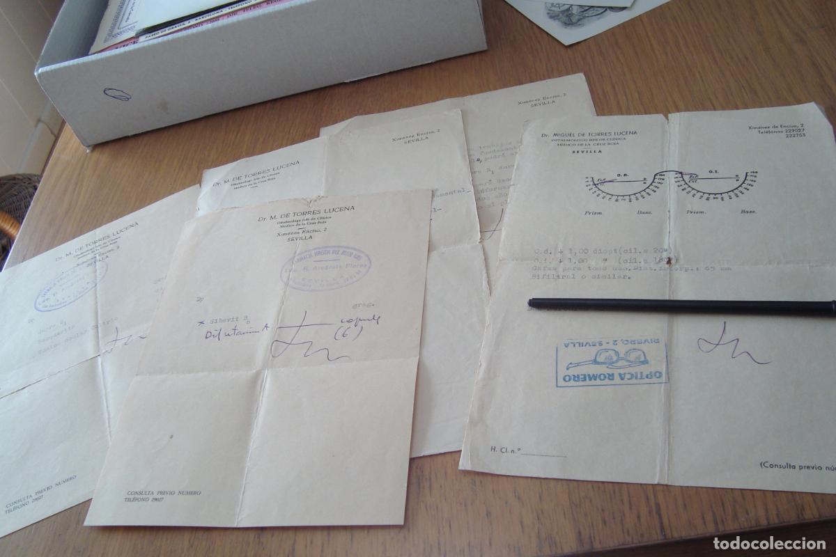 Documentos antiguos: ANTIGUAS RECETAS MEDICAS. DR. M. DE TORRES LUCENA. OFTALMOLOGO CLINICA CRUZ ROJA SEVILLA 1966.