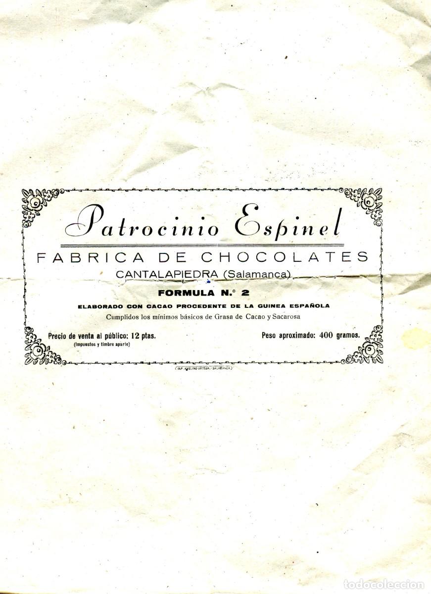Documentos antigos: ANTIGUA ENVOLTURA DE CHOCOLATES PATROCINIO ESPINEL CANTALAPIEDRA SALAMANCA