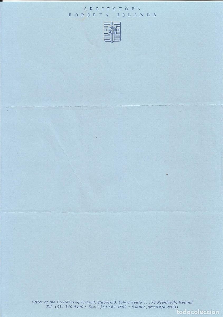 Documentos antiguos: Oficina del Presidente de Islandia. Reykjavik, Hoja de papel azul. Sin rellenar. 30x21 cm.