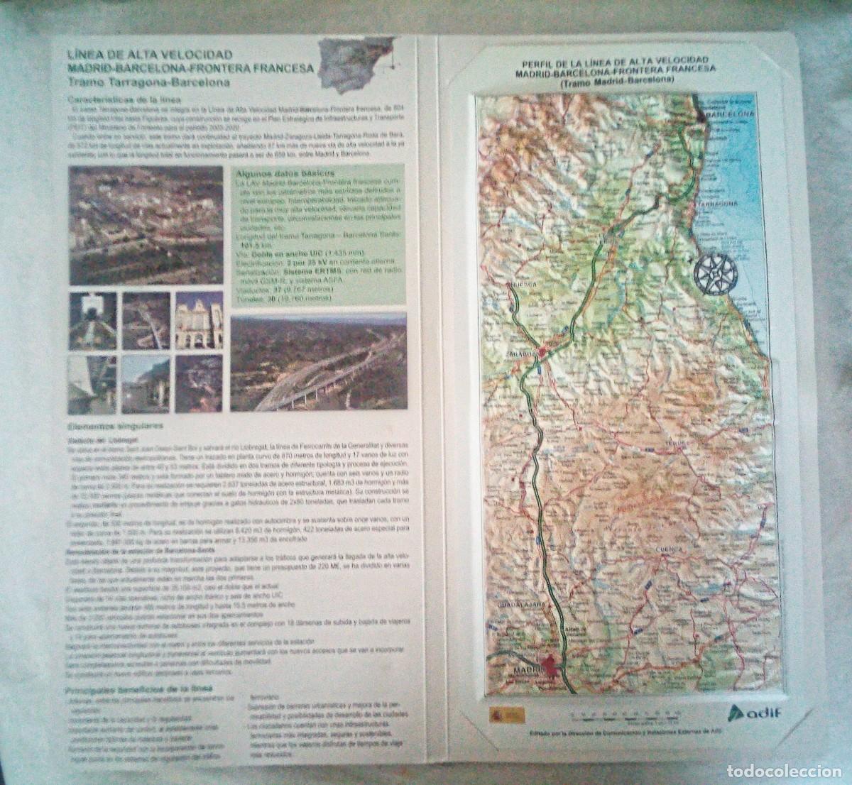 Alte Dokumente: Mapa en relieve de la linea de alta velocidad Madrid -Barcelona + info de los datos t&eacute;cnicos