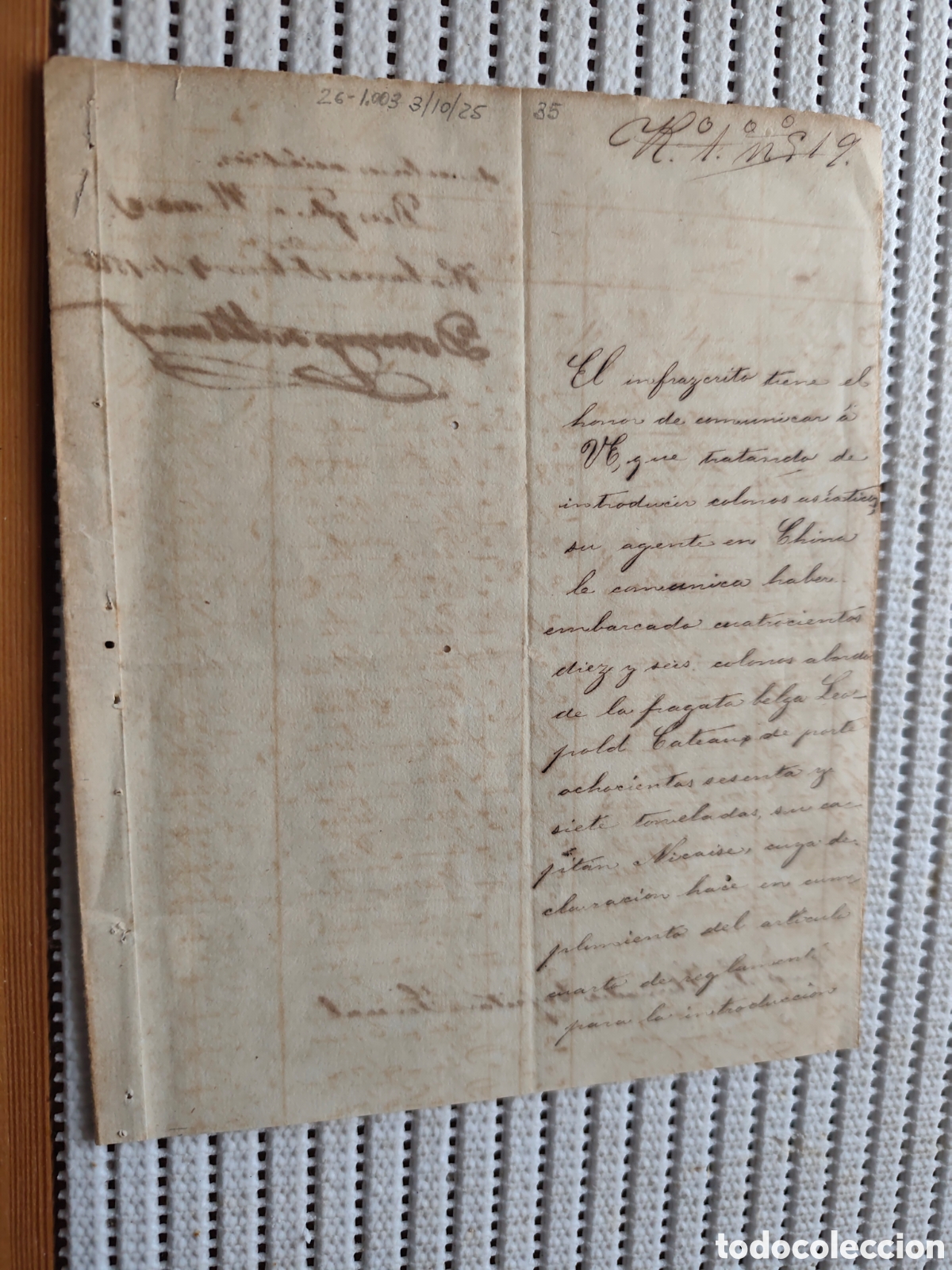 Documentos antiguos: 26-1003 LA FRAGATA BELGA&rdquo;LEOPOLDO CATEANO&rdquo;CONDUCE 416 ASI&Aacute;TICOS.