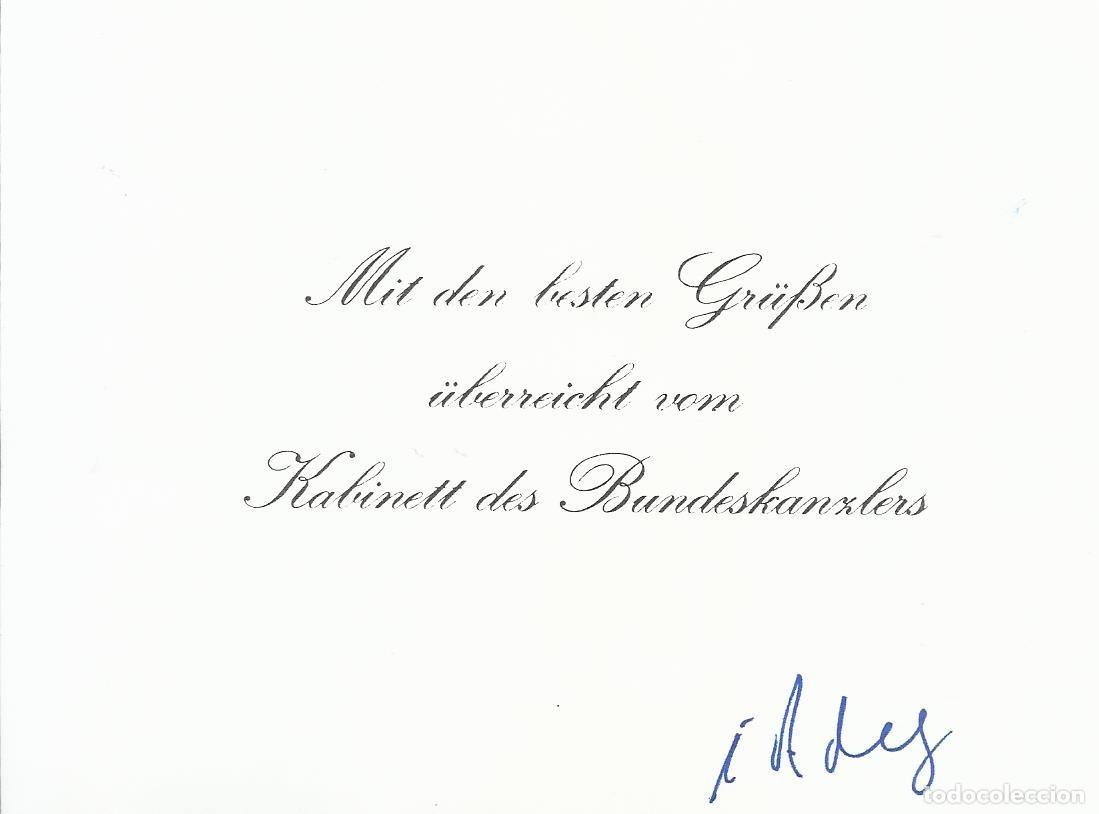 Documentos antiguos: Austria. Tarjeta papel firmada. Mit den besten gr&uuml;&szlig;en. Kabinett des bundeskanzlers. 10,5x15 cm.