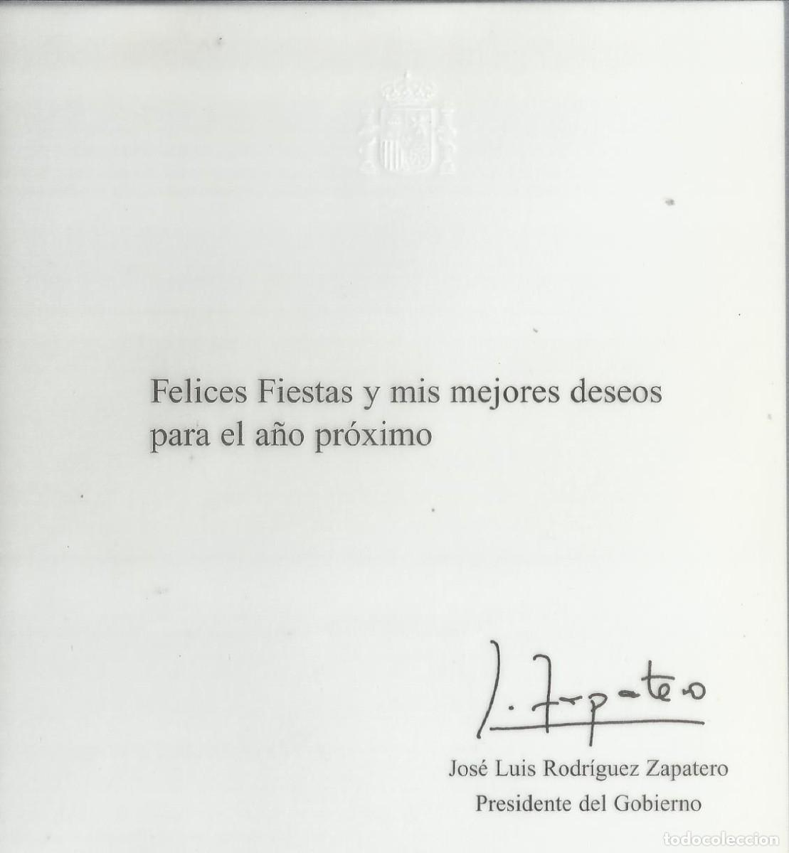 Documentos antiguos: Jos&eacute; Luis Rodr&iacute;guez Zapatero. Presidente Gobierno. Tarjeta Felicitaci&oacute;n Navidad firmada. Cruz Roja.