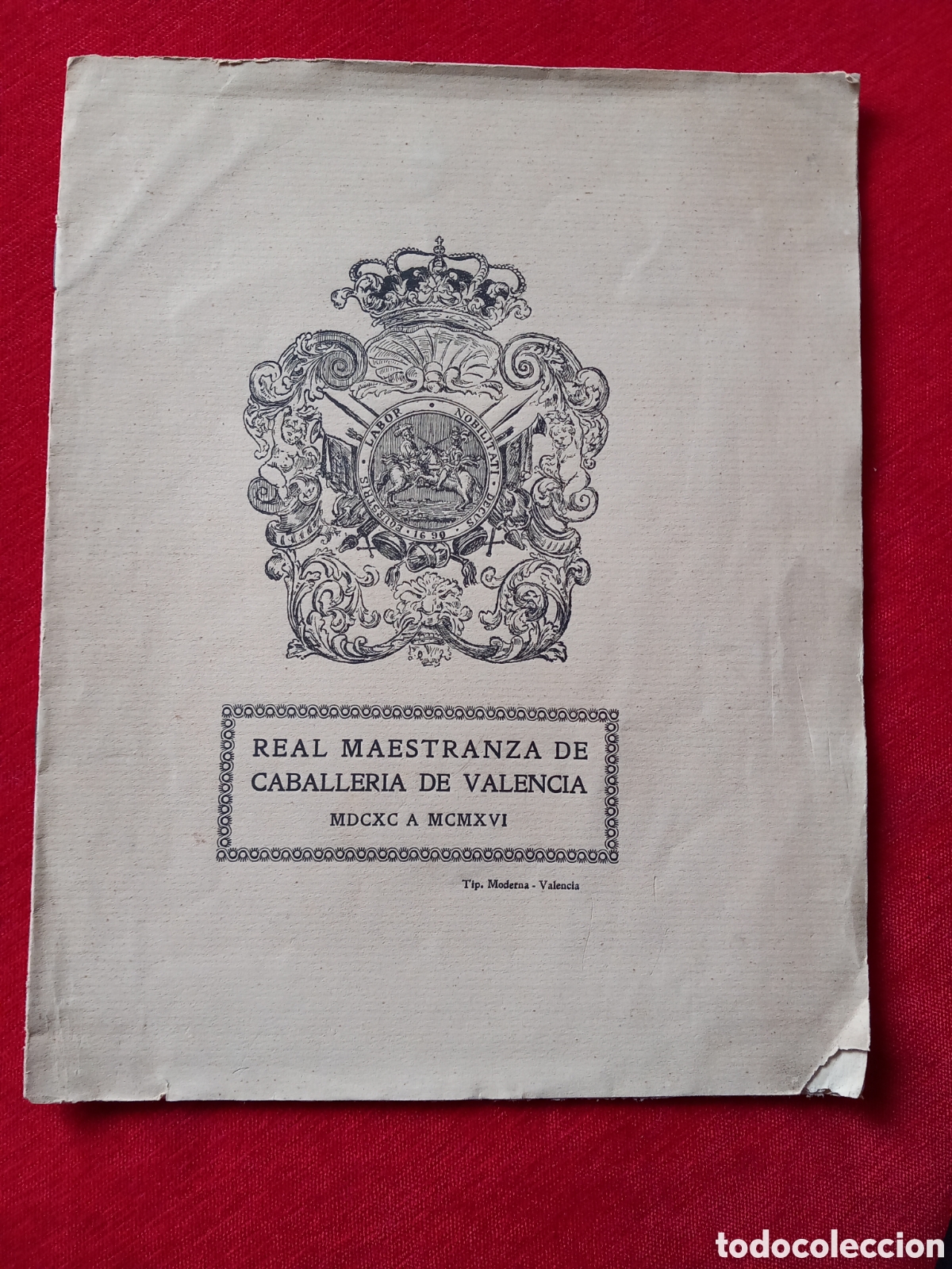 Documentos antiguos: REAL MAESTRANZA DE CABALLER&Iacute;A DE VALENCIA. LISTADO DE CABALLEROS. RARO. HISTORIA.