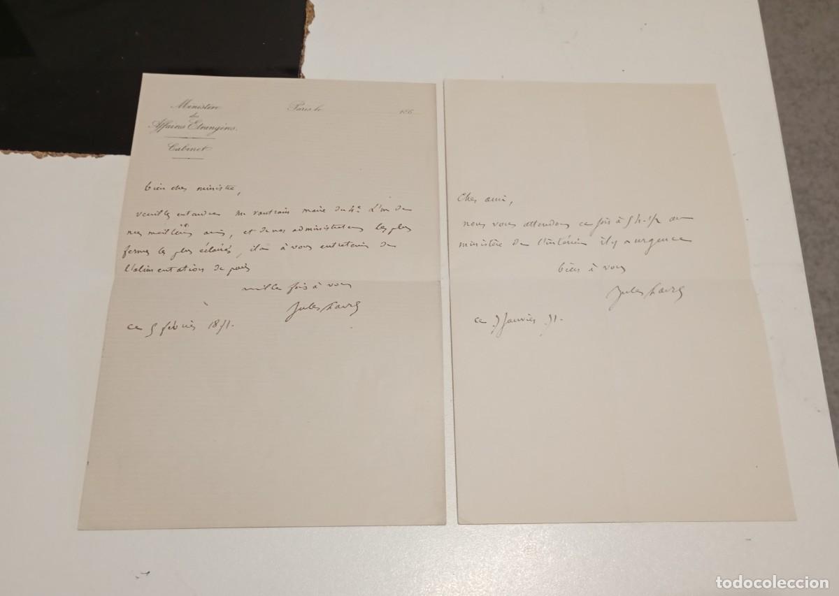 Documentos antiguos: HERMOSAS 2 CARTAS ANTIGUAS DE 1871, AUTOGRAFIADAS FIRMADAS POR JULES FAVRE,ESCRITOR FRANCES,POLITICO