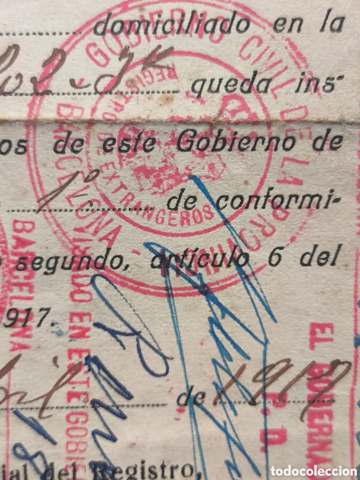 Documentos antiguos: SALVOCONDUCTO DOCUMENTO ORIGINAL BARCELONA 1927 - Foto 3