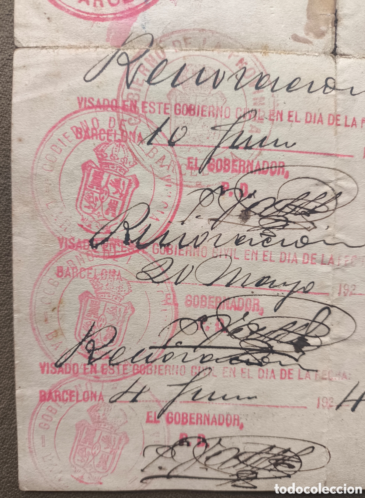 Documentos antiguos: SALVOCONDUCTO DOCUMENTO ORIGINAL BARCELONA 1927 - Foto 5