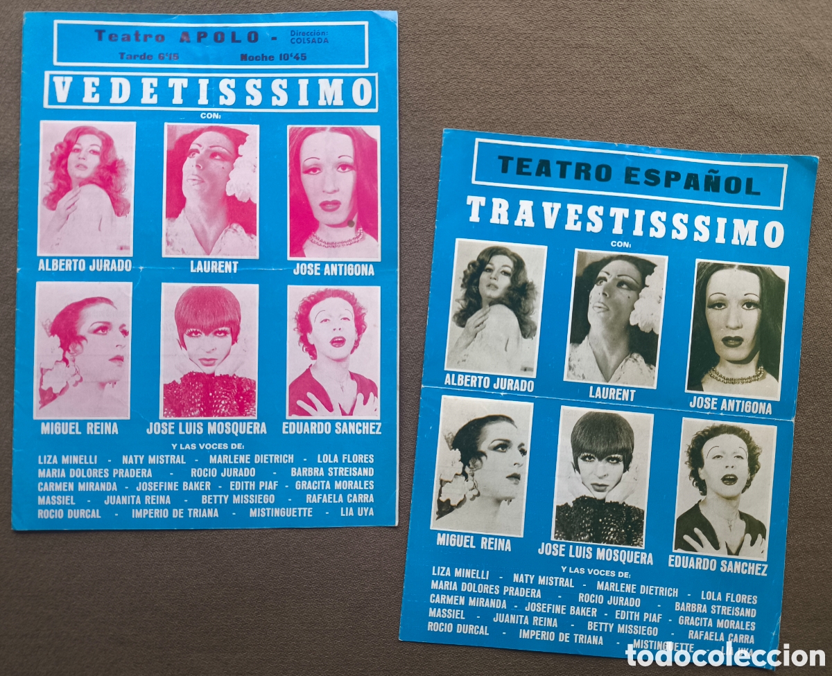 Documentos antiguos: TRAVESTI TRANSFORMISTA ESPECT&Aacute;CULO FOLLETO TRAVESSTISSSIMO VEDETISSSMO TEATRO APOLO BARCELONA 1979