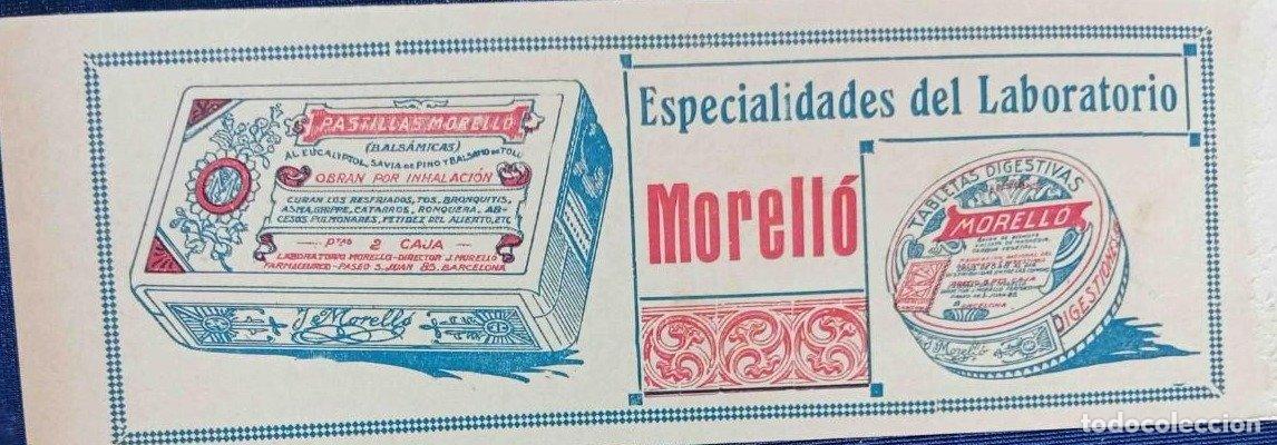 Alte Dokumente: LABORATORIO MORELL&Oacute;. PASTILLAS, TABLETAS... PASEO DE SAN JUAN. BARCELONA, 1928.