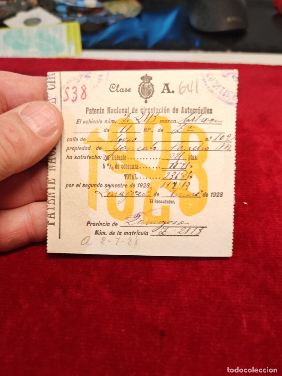 Documenti antichi: Documento patente nacional de circulaci&oacute;n de autom&oacute;viles 1928