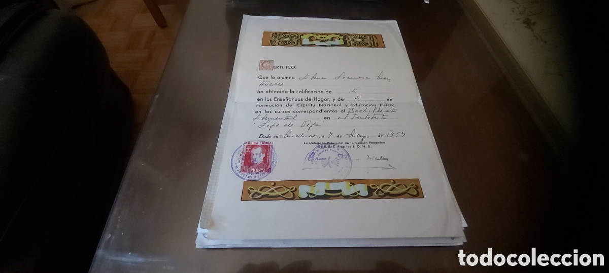 Documentos antiguos: CERTIFICADO DE ESTUDIOS DE LA FAMOSA PINTORA DE TENERIFE ELENA LECUONA