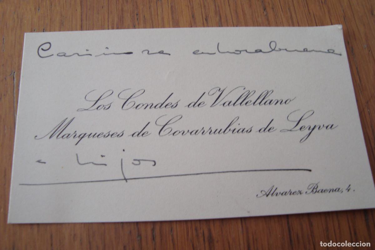 Documentos antiguos: ANTIGUA TARJETA PERSONAL. LOS CONDES DE VALLELLANO MARQUESES DE COVARRUBIAS LEYVA. NOBLEZA