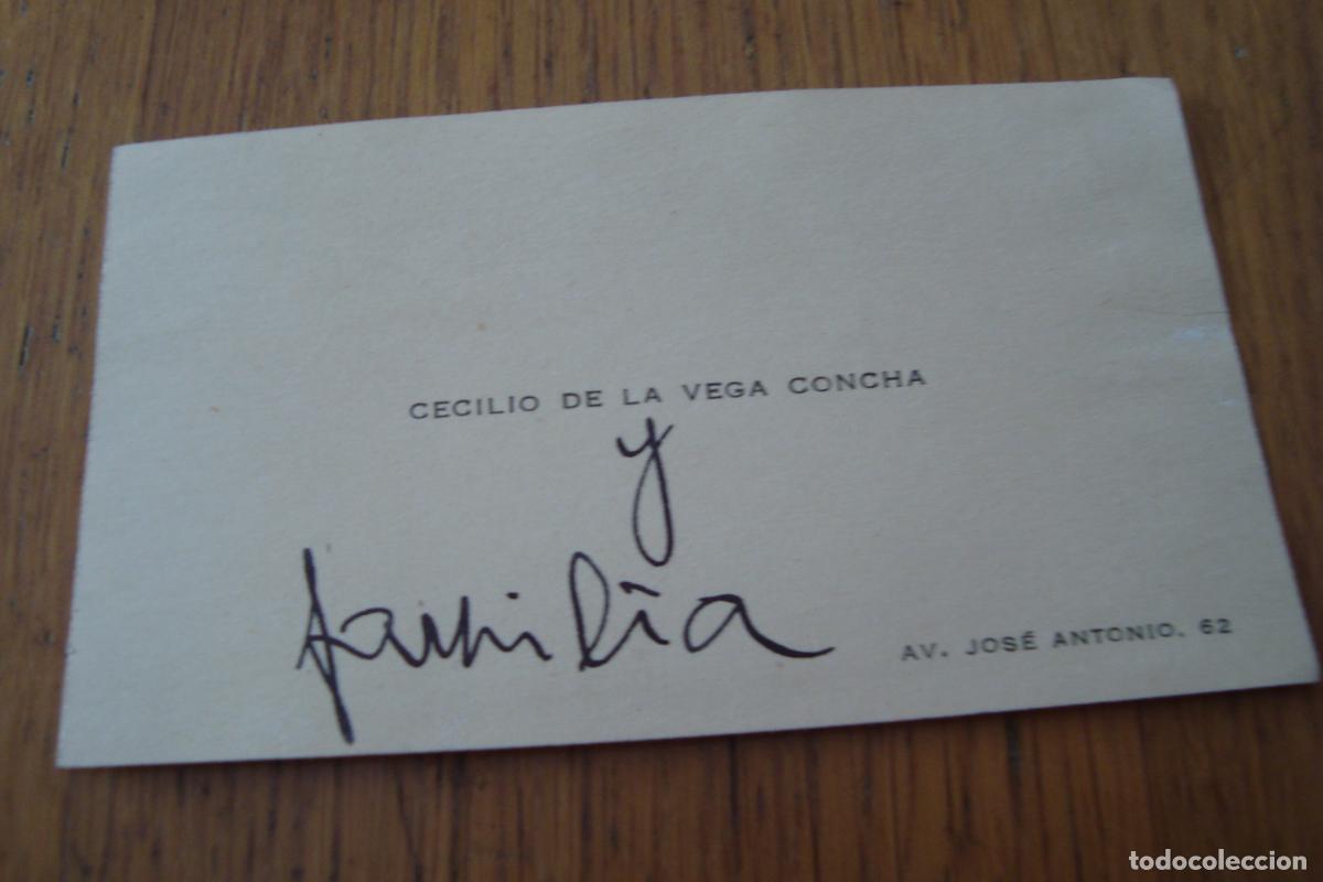 Documentos antiguos: ANTIGUA TARJETA PERSONAL. CECILIO DE LA VEGA CONCHA Y FAMILIA.