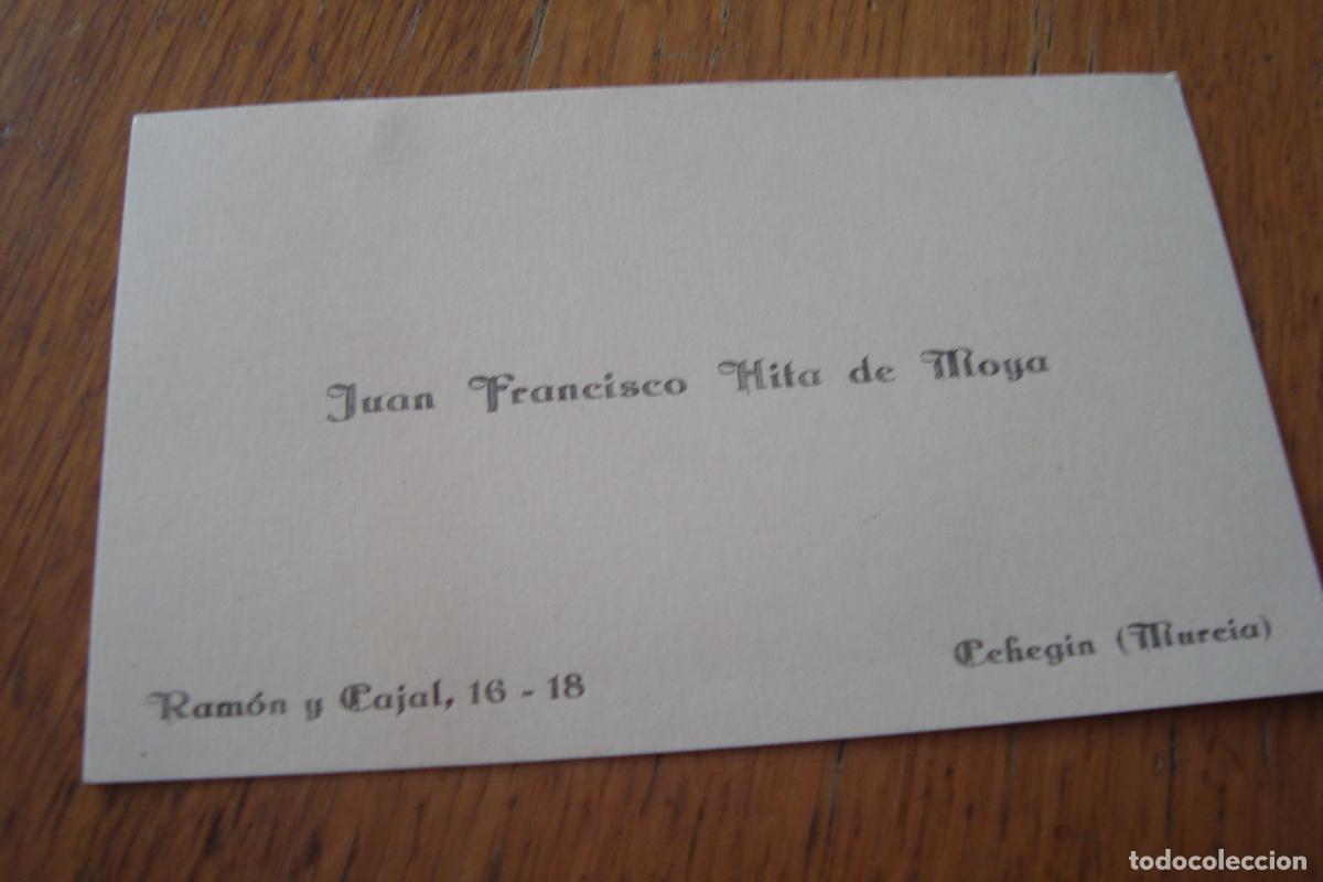 Documentos antiguos: ANTIGUA TARJETA PERSONAL. JUAN FRANCISCO FITA DE MOYA. CEHEGIN MURCIA. NOBLEZA