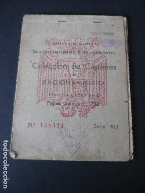Documents Anciens: CARTILLA DE RACIONAMIENTO MADRID 1952