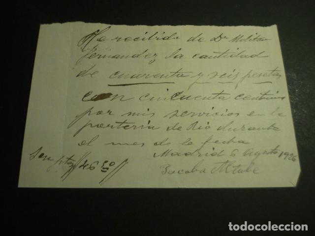 Documenti antichi: MADRID 1926 RECIBO PORTERA CASA CALLE DEL RIO